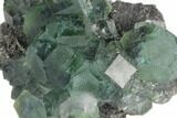 Green Cuboctohedral Fluorite on Sparkling Quartz - China #147080-1